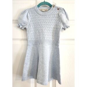 Hope And Henry Girls Organic Cotton Sweater Dress Blue Heather  SZ 3